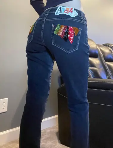 Akademiks y2k sequined skinny jeans