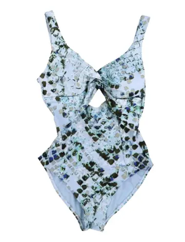 DKNY  SPLASH Peek-a-boo Twist Front Cutout Blue One-Piece Swimsuit US 12 NWT