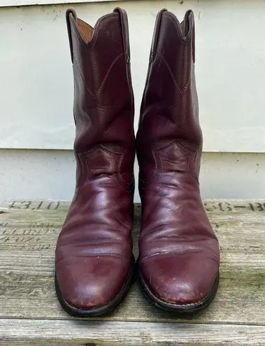 Justin Boots Justin Merlot Wine colored roper pull on cowgirl western boots 6 1/2 A