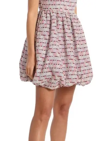 Avec Les Filles Embroidered Bubble Mini Dress Pink Multi Color SZ 6