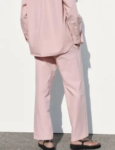ZARA NWOT pink poplin pant’s drawstring waist straight leg pants