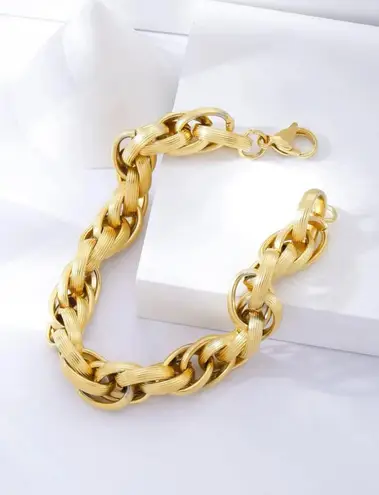 Unisex Stainless Steel Chain Bracelet Gold