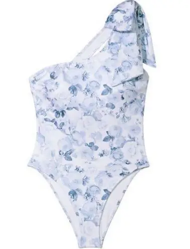 Victoria's Secret Victoria’s Secret Bow One Shoulder One Piece White and Blue Floral Size Large