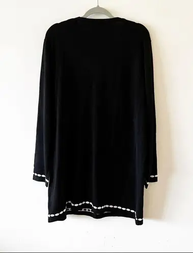 Grace Karin Black Cardigan Tunic Sweater With White Trim