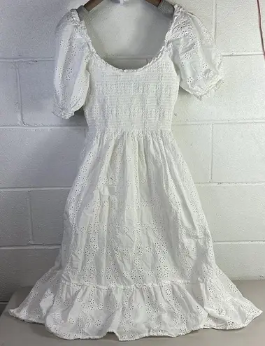 Hill House RTR The Eyelet Louisa Nap Dress White Sz Medium cottage core crochet