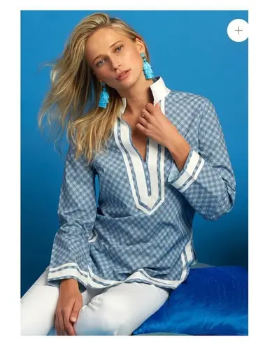 NicoBlu Cotton Capri Tunic in Blue Vietre Porcelain Print Sz.2X