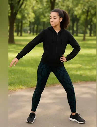 Stori Perseverance Tight Leggings –Damask Onyx Deep Teal Size 4 NWT Green