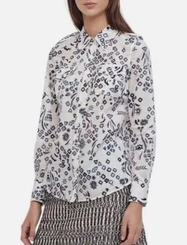 Tory Burch Womens Size 10  Printed Button Up Shirt EUC