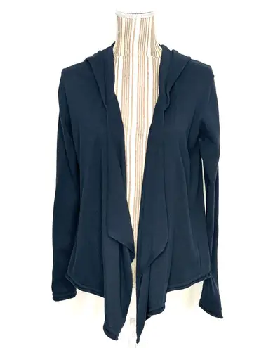 W By Worth Dark Blue Knit Hooded Open Front Cardigan Sweater Size P