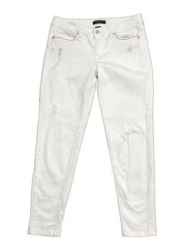 White House | Black Market WHBM White Girlfriend Distressed Jean. Size 4.