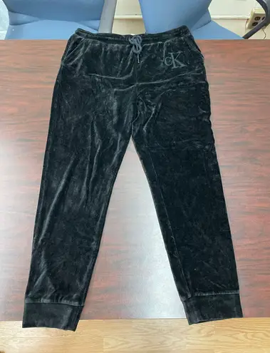 Calvin Klein Black Velvet Sweatpants with Pockets