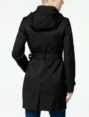 Ivanka Trump New! Women's Hooded Zip-Up Trench Coat Black Jacket Size XS