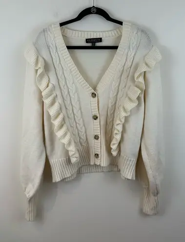 Eloquii Cream Cableknit Ruffled Button Cardigan Sweater Size 18/20 - Image 1