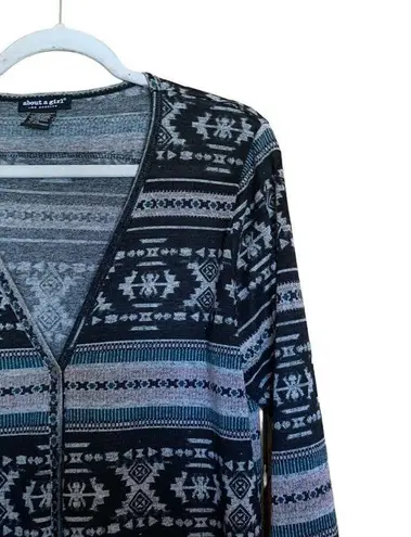 About A Girl Size XL Multicolor Boho Button Cardigan Duster Topper Boho Kimono