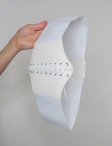 White Lace Up Waspie Corset Belt