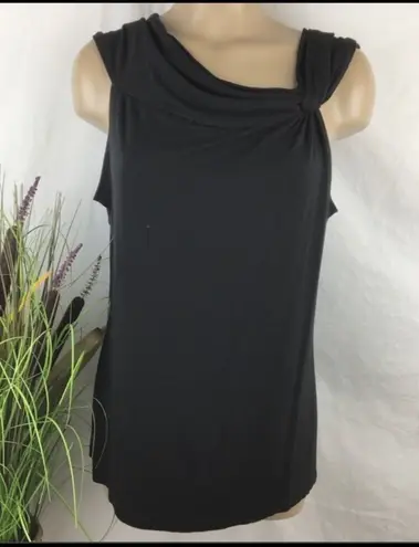 August Silk Black Asymmetrical Neck Sleeveless Top By XL