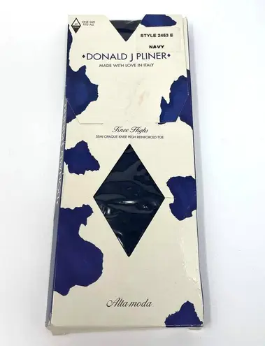 90s DONALD J PLINER Vintage Blue Knee High Semi Opaque Socks