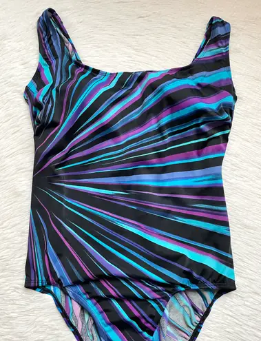 Women’s one piece colorful purple blue black bathing suit Multiple Size 10