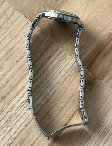 Seiko Solar Ladies Watch Crystal Embellishments Pearl Dial Two-Tone Bracelet