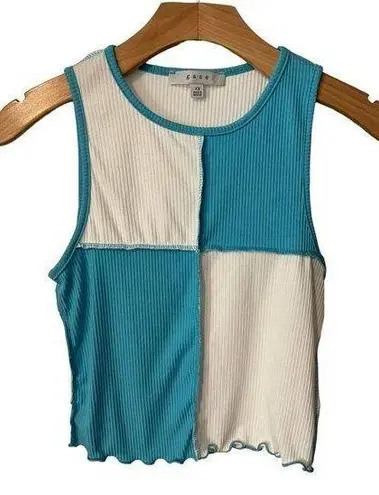Gaze Women's Ribbed  Tank Top Cami Size XS Cropped Color Block Y2K