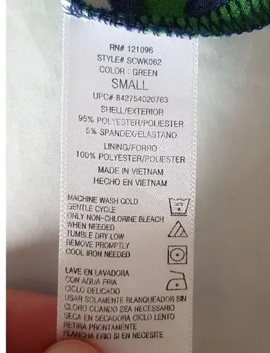 Kiara Womens Dress Size Small Short Sleeve Green Geometric Knot Mini Stretch