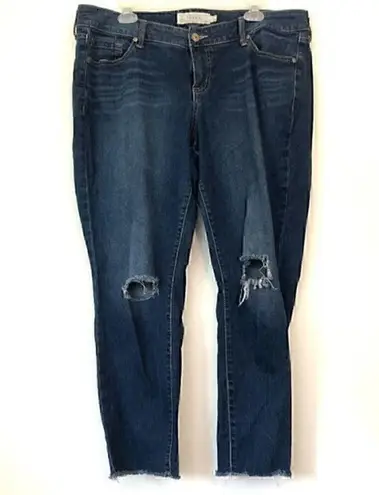 Torrid  Plus Size Dark Wash Ripped Destruction Cropped Crop Ankle Skinny Jeans 12