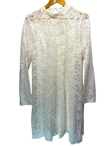 Ivory Lace Overlay Long Sleeve Scalloped Hem ModCloth Fairy Dress by Wendy Bird Size 16