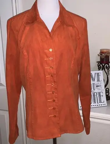 Dress Barn  button shirt with shoulder pads, orange