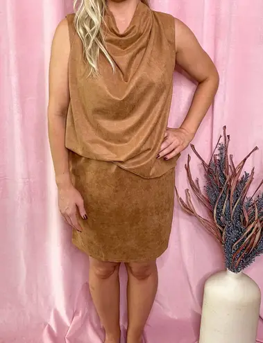 TCEC Faux Suede Draping Sleevless Dress Size Small