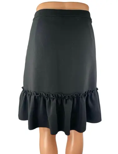 Karl Lagerfeld Women's Black Ruffle Hem Zipper Knee Length Mini A-Line Skirt 10
