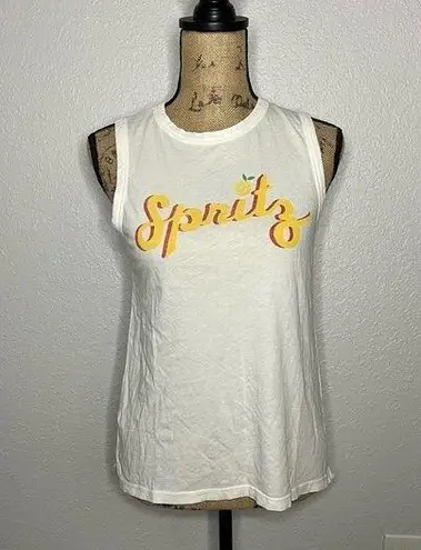 Mate the Label NWT Womens Spritz Retro White Organic Cotton Tank sz XS Bright