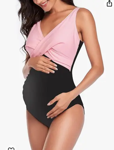One Piece Maternity Swimwear Front Cross Pregnancy Swimsuit Bathing Suit Maternity
