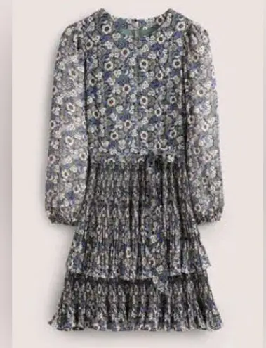 BODEN Plisse Skirt Mini Dress 8 Blue