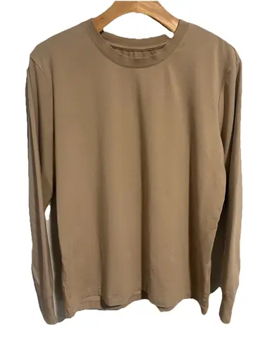 Boody T Shirt Womens Small Beige Long Sleeve Bamboo Organic Cotton Active Crew Tan