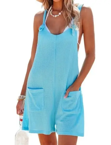 CUPSHE Wide Leg Pocket Romper Size XL Blue
