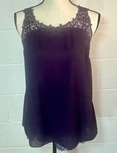 Truly Poppy Eggplant Purple Lacy Underlay Sleeveless Top