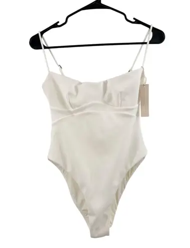 HAIGHT Swimsuit Size Medium Crepe Jen One Piece Sweetheart Off White NWT Swim