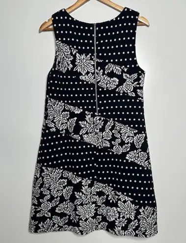 Maeve Anthro Effamy Black White Polka Dot Floral Sleeveless Knit Dress Medium
