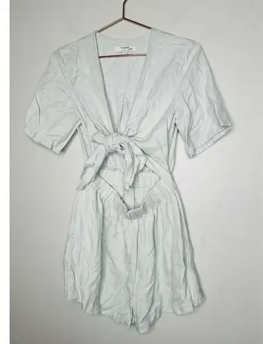 THAKOON COLLECTIVE Light Mint Green Linen Blend Tie Waist Romper Size 4