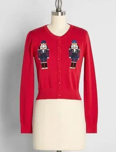 Modcloth NWT  My Toy Soldier Embroidered Cardigan Christmas button down sweater s