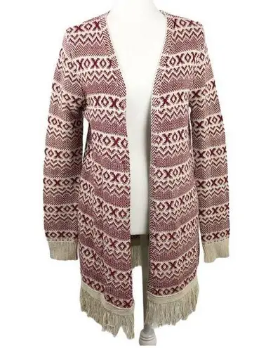 Natural Reflections Fringe XOXO Open Cardigan S