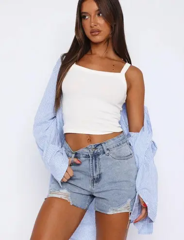 White Fox Boutique On Vacay Denim Shorts Blue