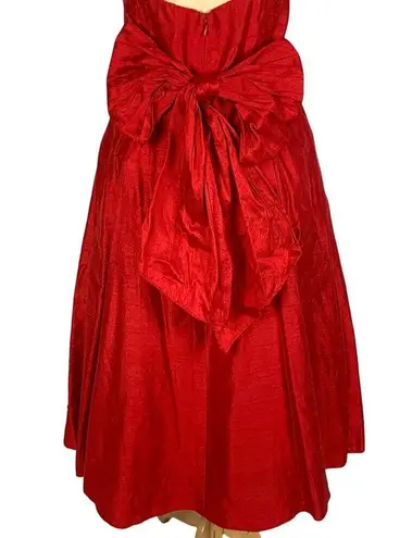 Watters & Watters Red Silk Midi Bridesmaid Dress 10 Strapless/Convertible Pleat