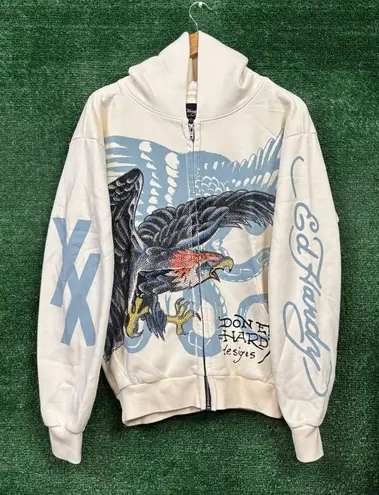 Ed Hardy x Machine Gun Kelly Lost Americana MGK Oversized Zip-Up Hoodie Small