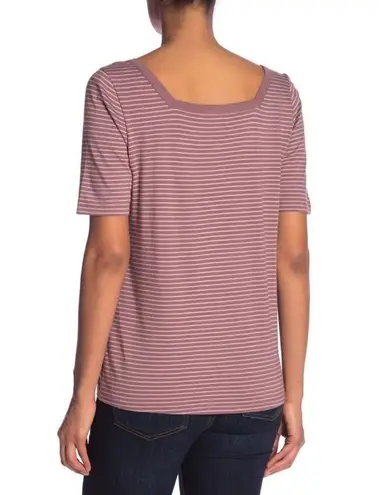 Susina Square Neck Striped Tshirt L Size L