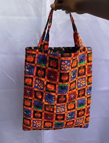 Vintage Reversible halloween tote bag ghost haunted happy pumpkins loving cats Black