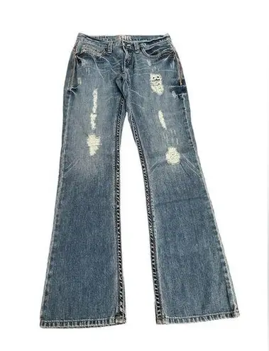 Cruel Girl Relaxed Lydia Bootcut Distressed Western Denim Jeans Women's 7 Long