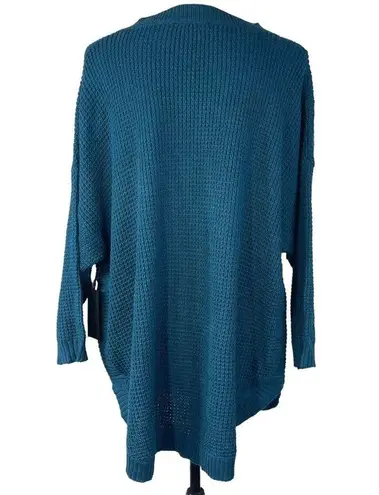 Black Tape SZ X Sweater Dolman Sleeve Chunky Knit Crew Neck Oversized Teal Blue