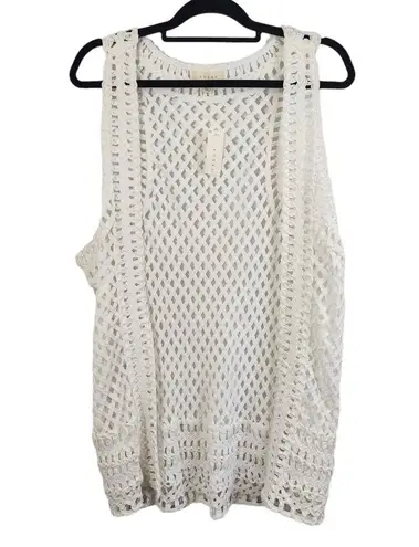 Adiva White Woven Vest NWT Size XL White Open Weave Swim Cover