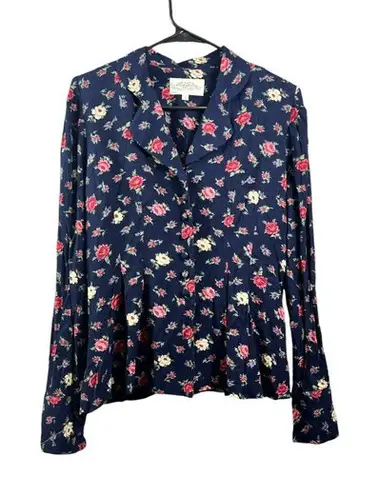 Susan Bristol Women's Navy Blue Floral Top